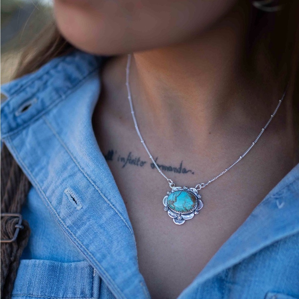 Sterling Silver 925 Turquoise Handmade Maresia Necklace NWOT